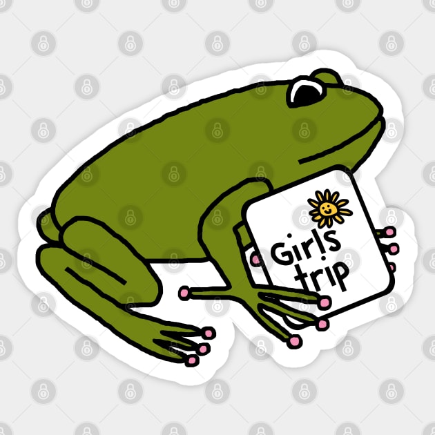 Green Frog goes on Girls Trip Sticker by ellenhenryart